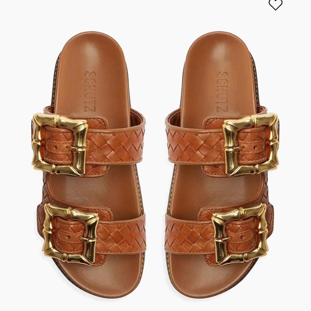 Schutz Enola Woven Leather Sandals size 6.5 orig $165